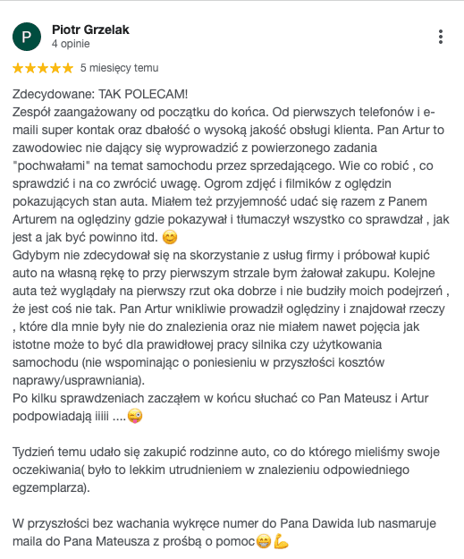 Opinia klienta z Google 8